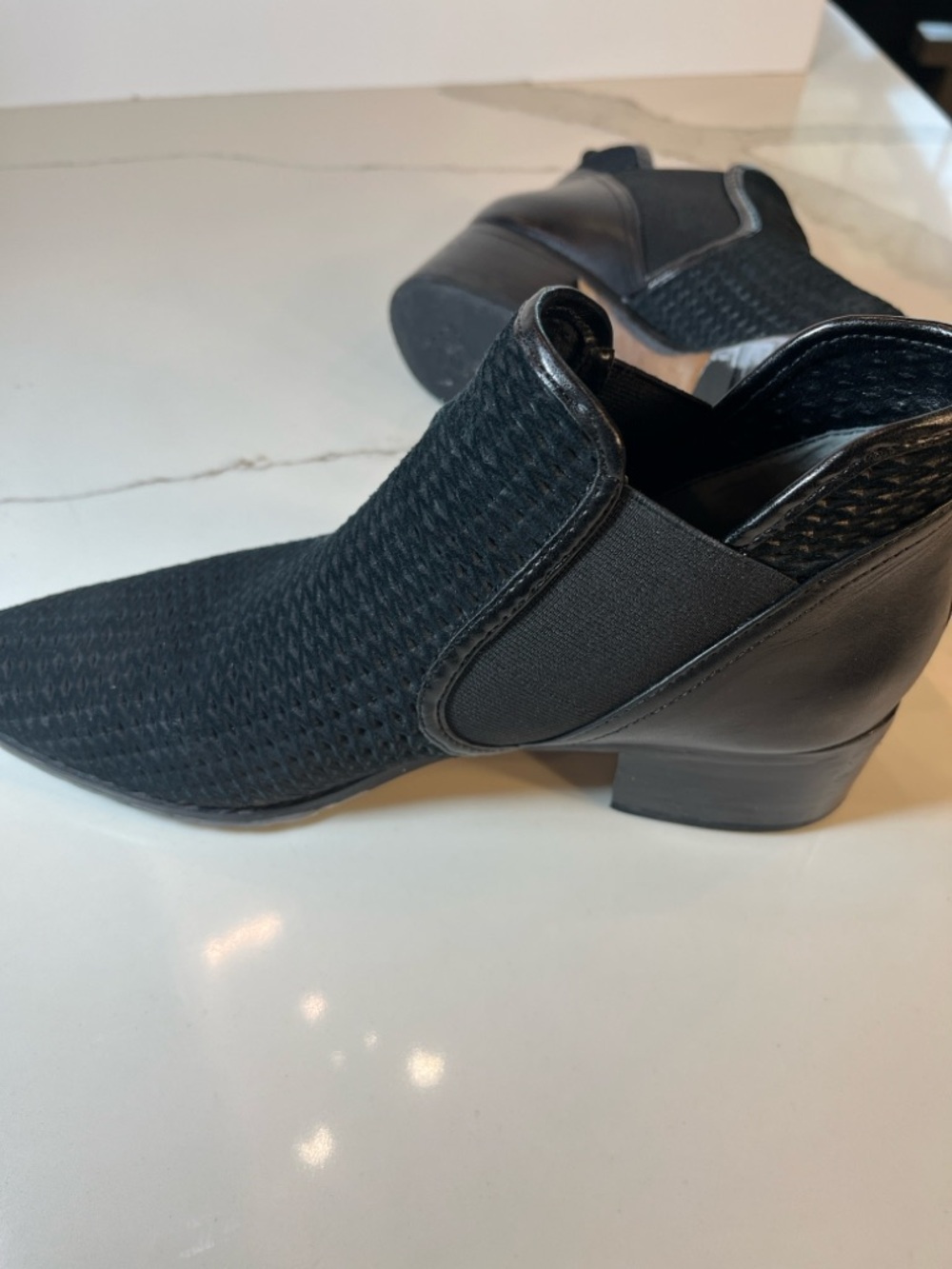 Donald J. Pliner Black Woven Leather Chelsea Ankle Boots - Picture 14 of 14